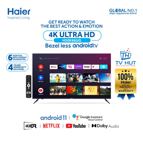Haier H50K66UG 50 Inch Bezel Less 4K Android Smart LED TV