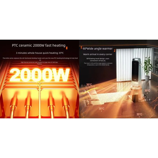 GearUP XH-2001 2000W Room Heater and Fan With Auto Rotating Function