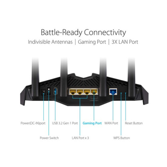 ASUS RT-AX82U AX5400 Wireless Dual-Band WiFi 6 Gigabit Gaming Router ASUS RT-AX82U AX5400 Wireless Dual-Band WiFi 6 Gigabit Gaming Router